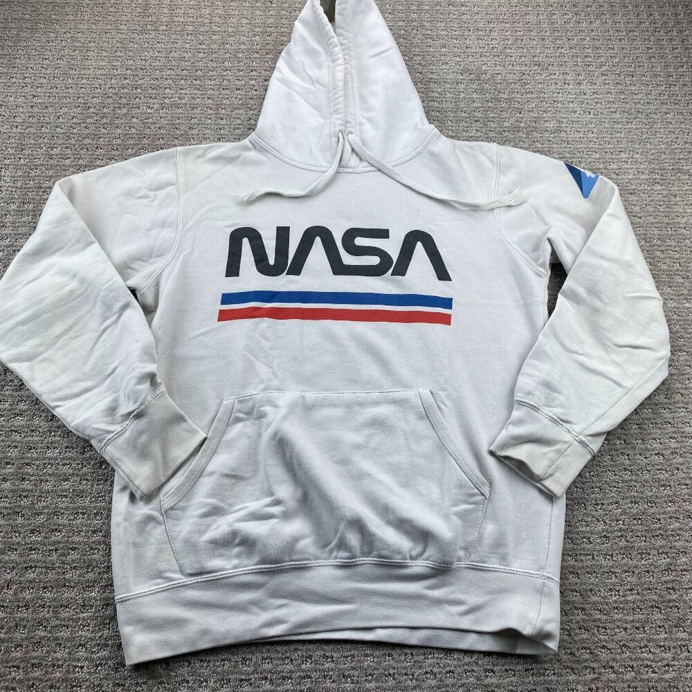 NASA Sweater Hoodie Men Size Small S White Space Center Space Ship Activewear